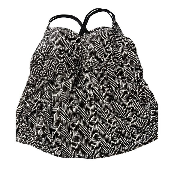 Ava & Viv Tankini Top 24W Beach Swim Vacation Trooical  Black White Geometric - Picture 1 of 8